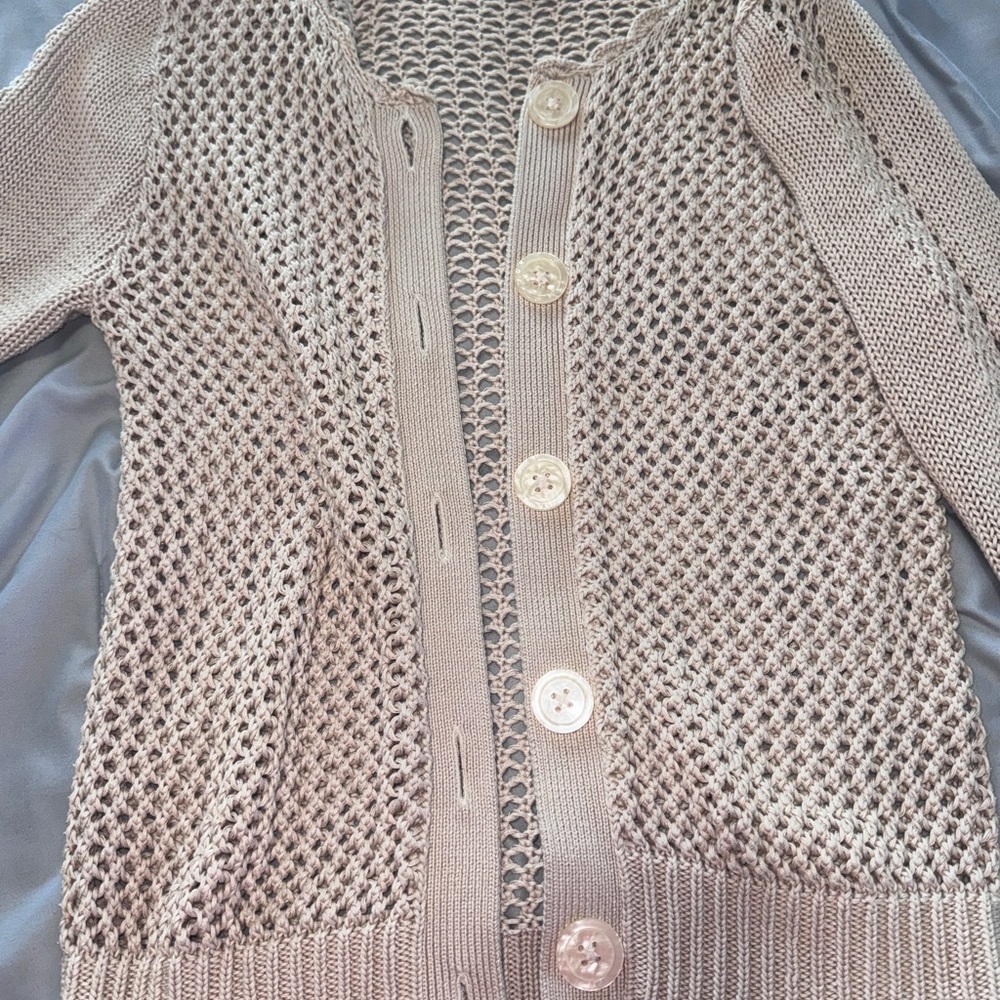 GAP Women's Taupe Open-Knit Cardigan